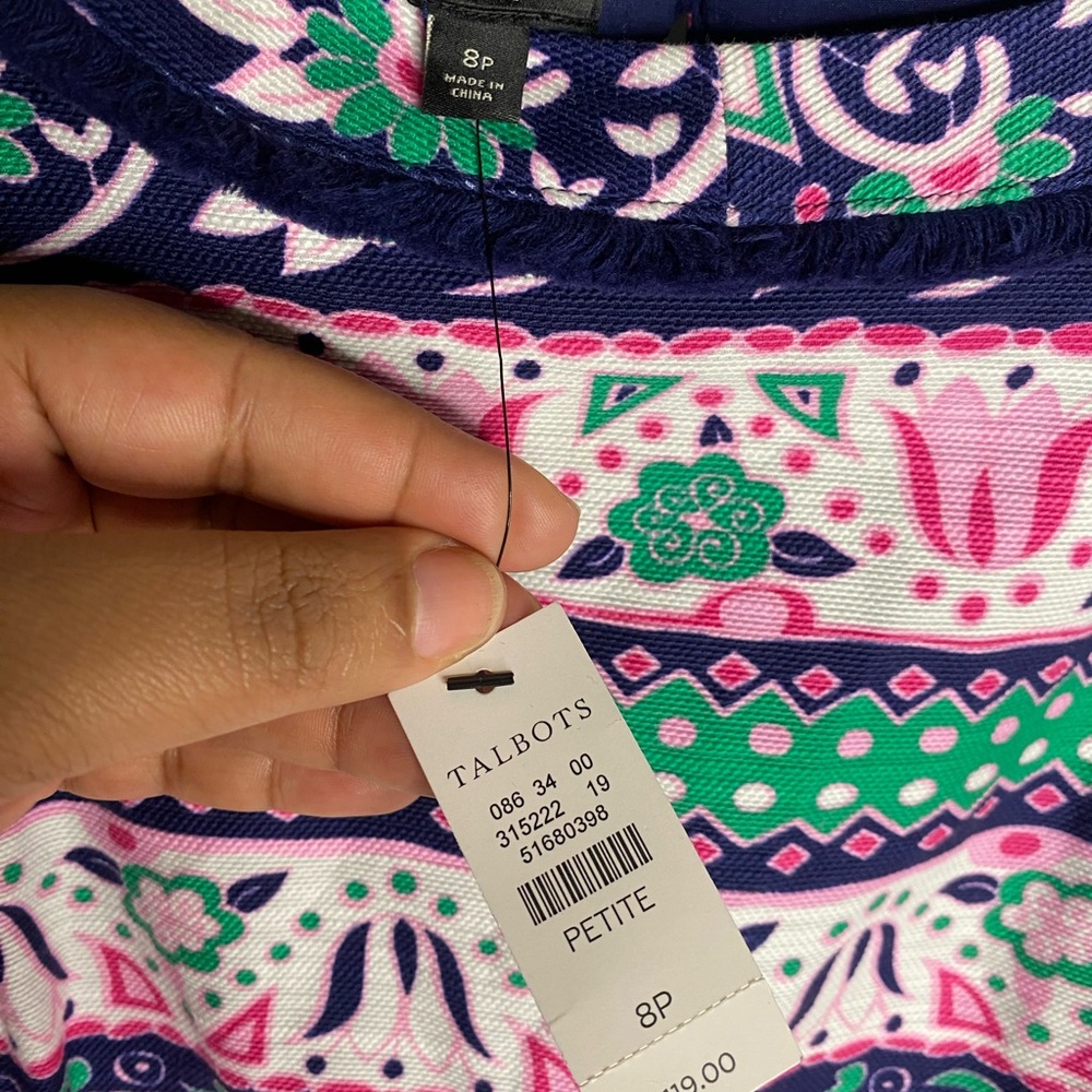 Talbots Fringed Stealth Multicolor Patterned Dress - Picture 5 of 5